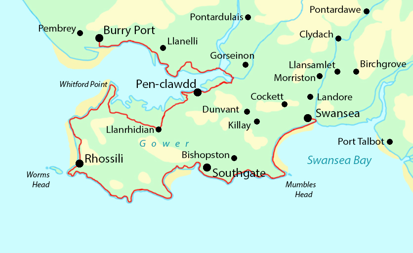 The Gower Coast Path map